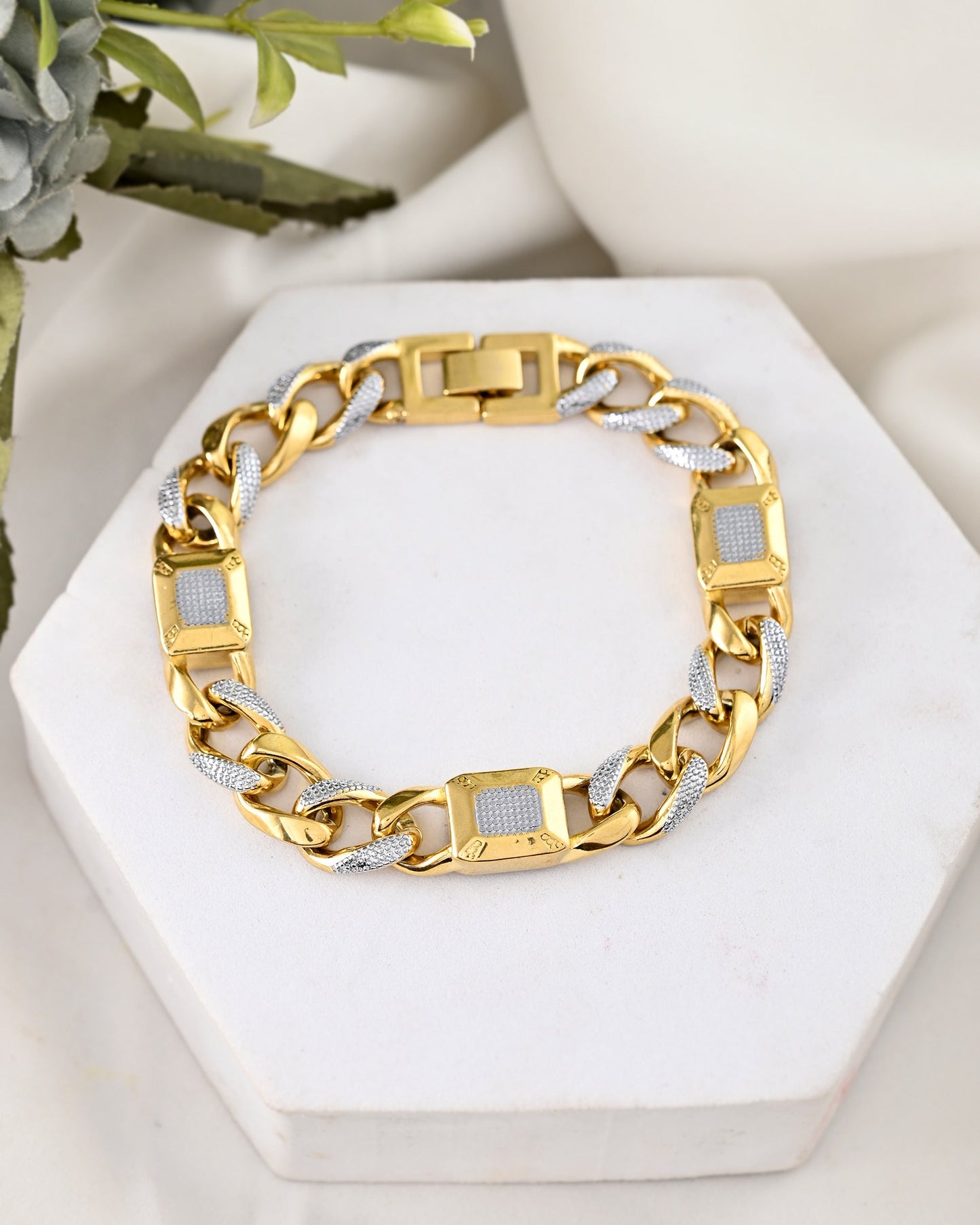 VOJ Dual Toned Men's Elgent Stylish Bracelet - Swadesiicart
