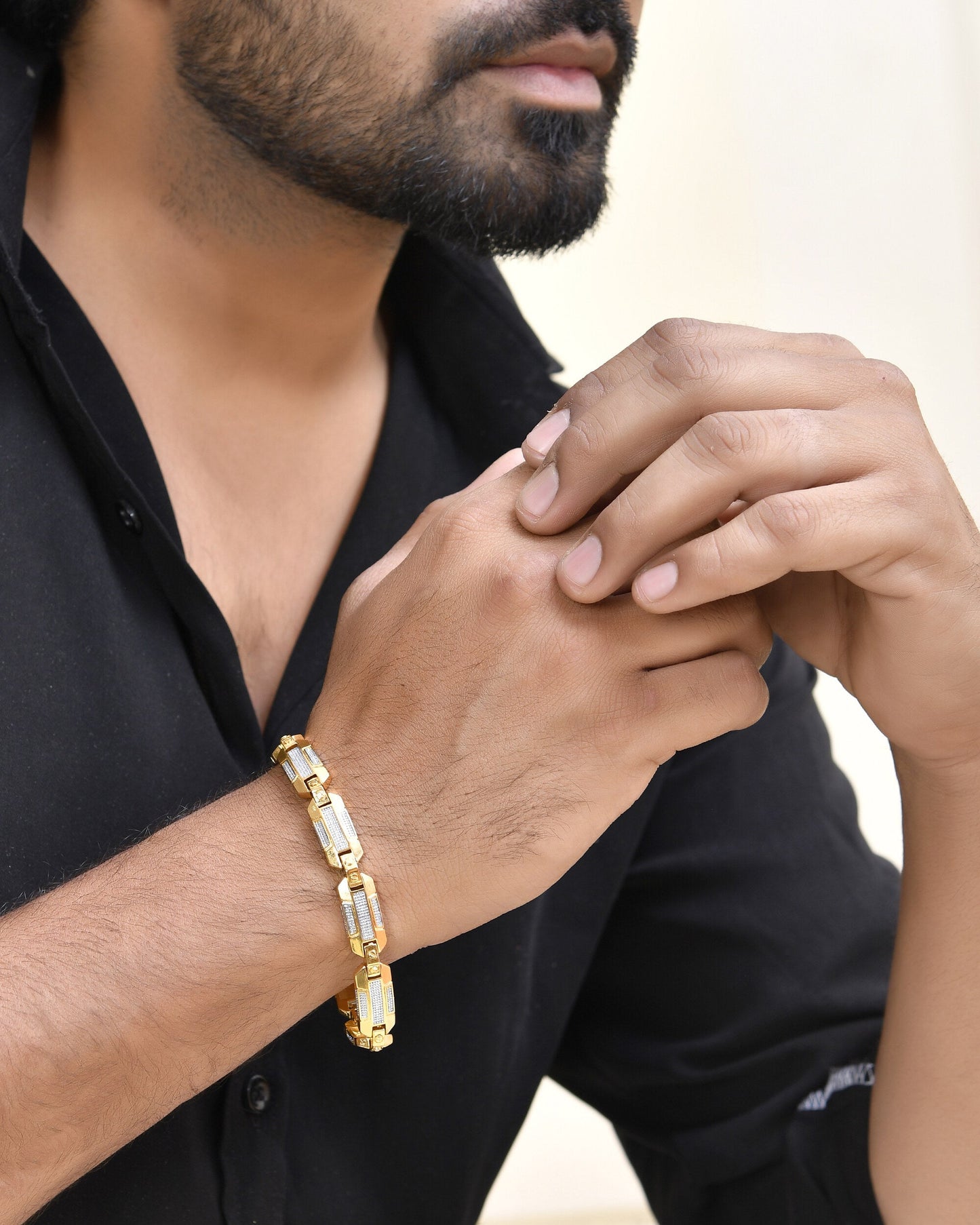 VOJ Men's Dual Toned Stylish Bracelet - Swadesiicart