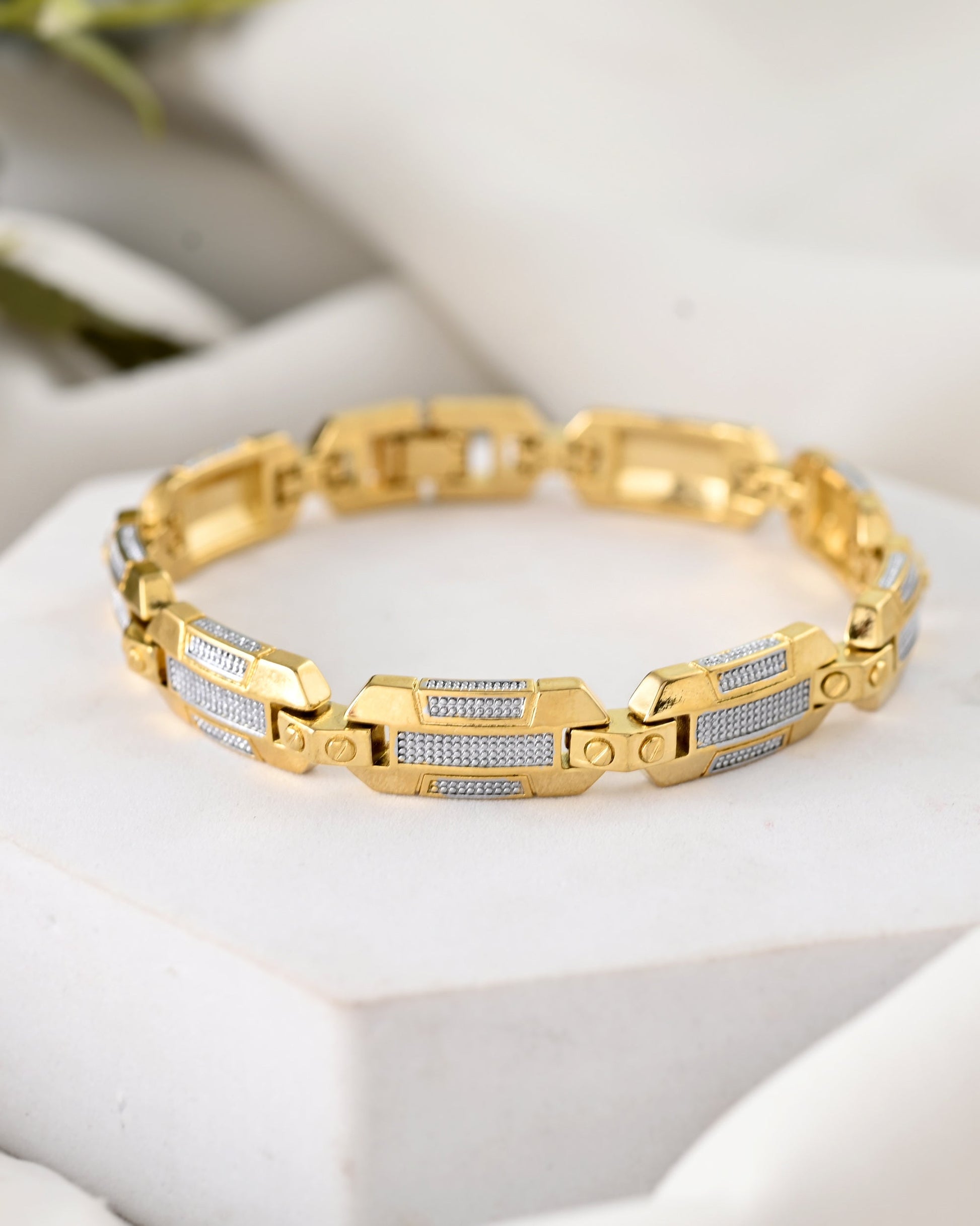 VOJ Men's Dual Toned Stylish Bracelet - Swadesiicart