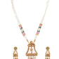 VOJ Gold-Polished Moon Stone Studded long Necklace With Earrings Set - Swadesiicart
