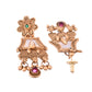 VOJ Gold-Polished Moon Stone Studded long Necklace With Earrings Set - Swadesiicart