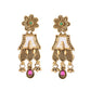 VOJ Gold-Polished Moon Stone Studded long Necklace With Earrings Set - Swadesiicart