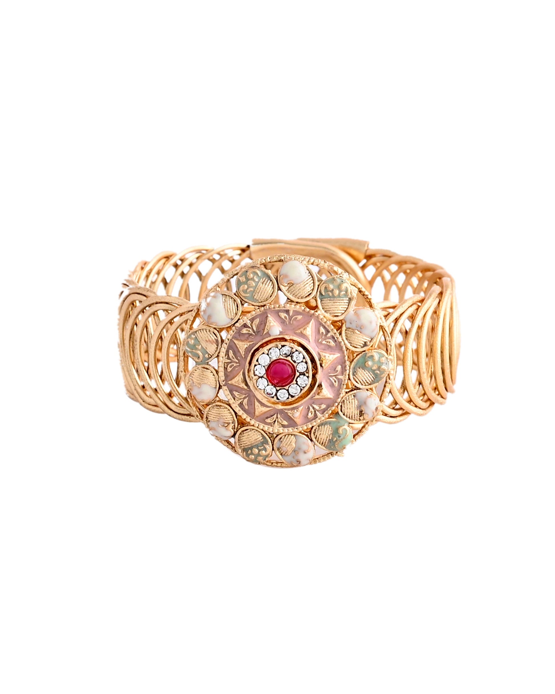 VOJ Kundan Studded Circular Women's Bracelet - Swadesiicart