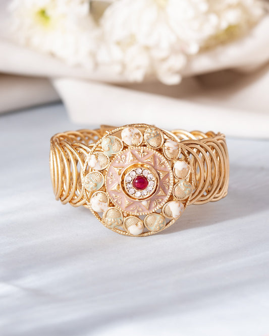 VOJ Kundan Studded Circular Women's Bracelet - Swadesiicart