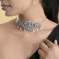 VOJ Silver Plated Oxidized Temple Jewellery Set - Swadesiicart