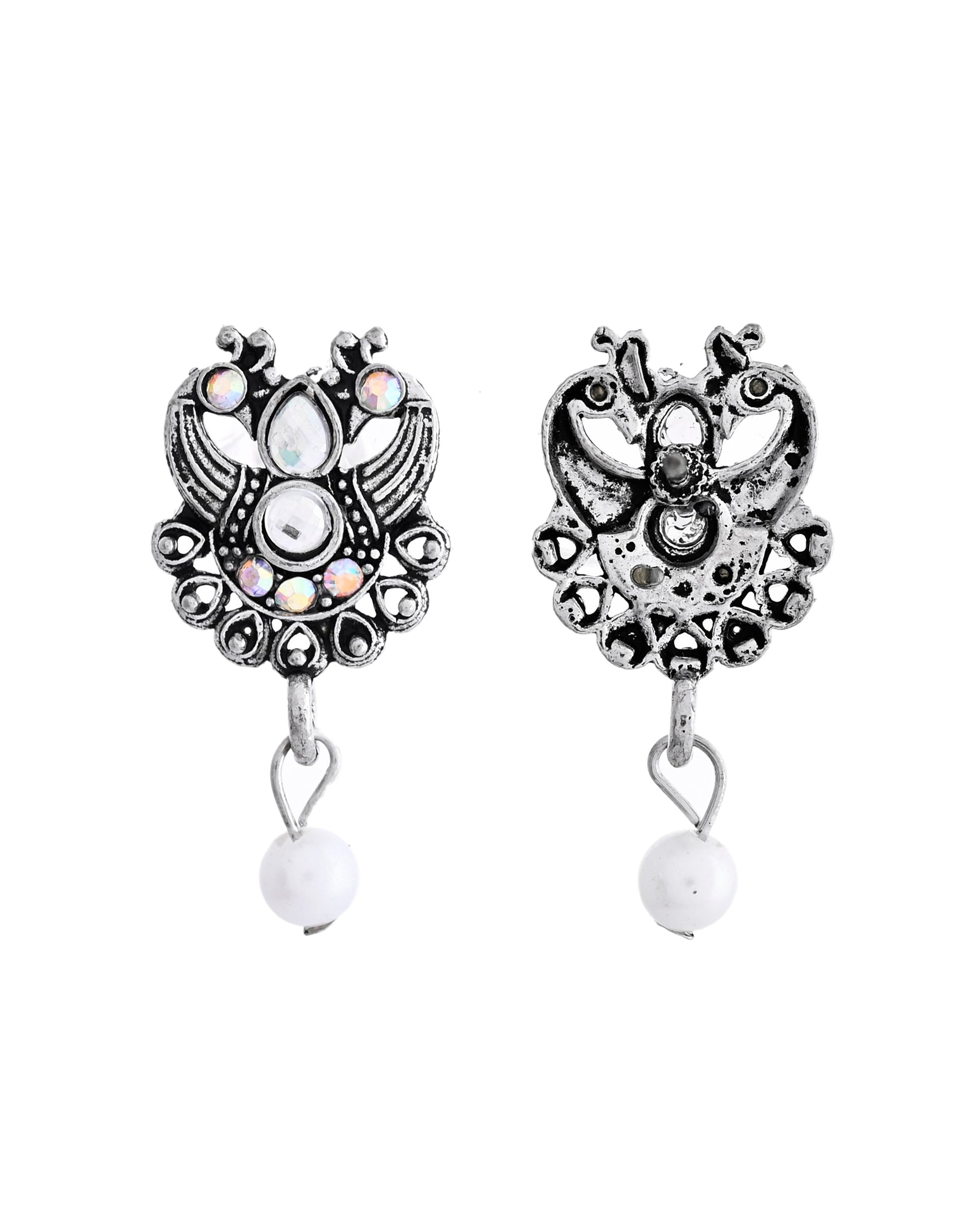 VOJ Silver Plated Oxidized Temple Jewellery Set - Swadesiicart