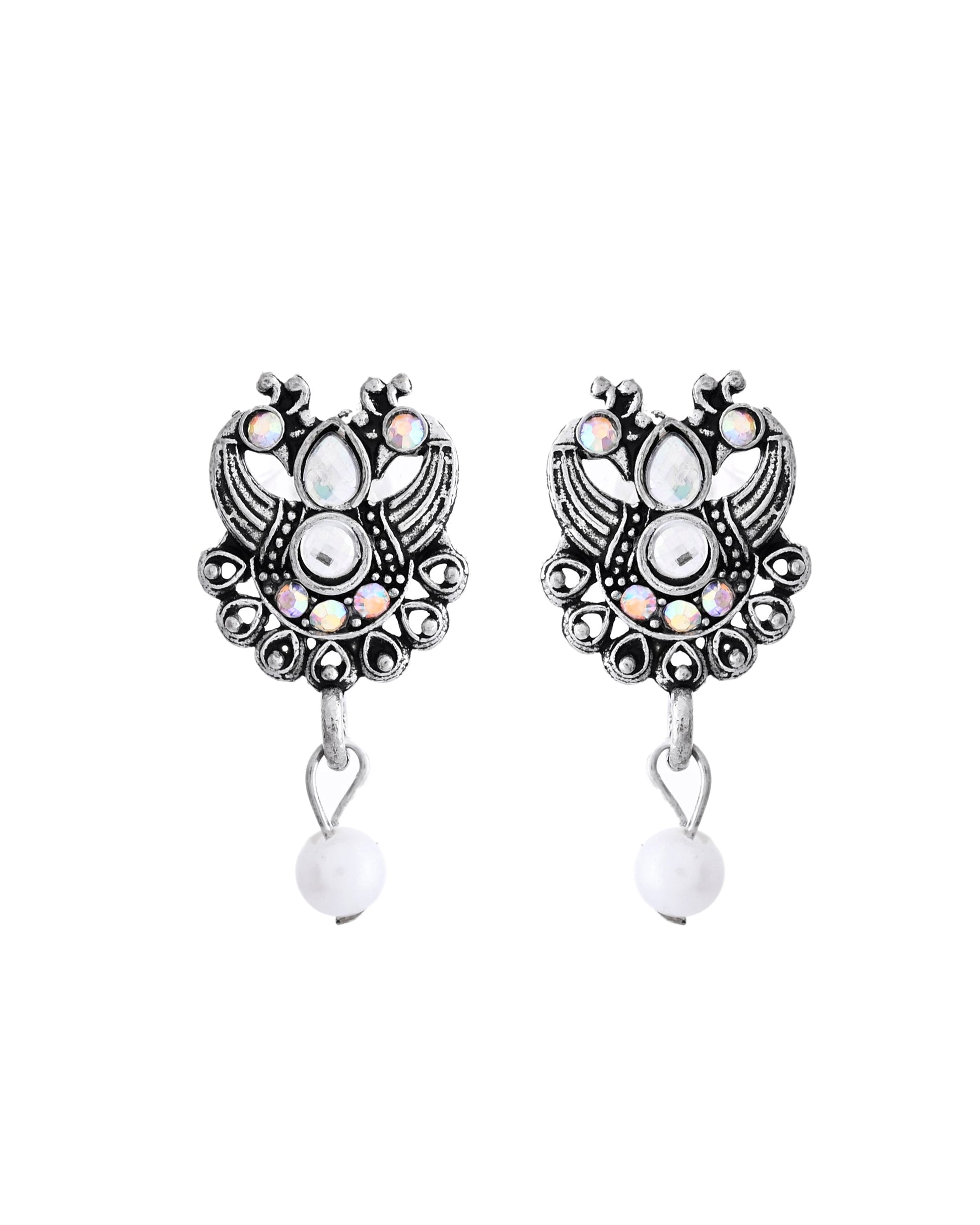 VOJ Silver Plated Oxidized Temple Jewellery Set - Swadesiicart
