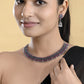 VOJ Silver Plated Oxidized Multi Color Stone Choker With Earrings Set - Swadesiicart