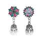 VOJ Silver Plated Oxidized Multi Color Stone Choker With Earrings Set - Swadesiicart