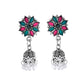 VOJ Silver Plated Oxidized Multi Color Stone Choker With Earrings Set - Swadesiicart