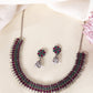 VOJ Silver Plated Oxidized Multi Color Stone Choker With Earrings Set - Swadesiicart