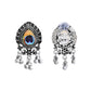 VOJ Silver Toned Peacock Printed Choker Necklace With Earrings Set - Swadesiicart