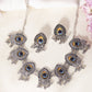 VOJ Silver Toned Peacock Printed Choker Necklace With Earrings Set - Swadesiicart