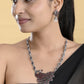 VOJ Silver Plated Peacock Shaped Multi Color Stone Studded Jewellery Set - Swadesiicart