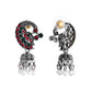 VOJ Silver Plated Peacock Shaped Multi Color Stone Studded Jewellery Set - Swadesiicart