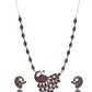 VOJ Silver Plated Peacock Shaped Multi Color Stone Studded Jewellery Set - Swadesiicart