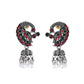 VOJ Silver Plated Peacock Shaped Multi Color Stone Studded Jewellery Set - Swadesiicart
