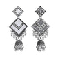 VOJ Silver Plated Mirror Studded Square Shaped Earrings - Swadesiicart