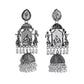 VOJ Silver Plated Oxidized Temple Long Earrings - Swadesiicart