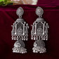VOJ Silver Plated Oxidized Temple Long Earrings - Swadesiicart