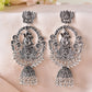 VOJ Silver Plated Radha Krishna Shaped Oxidized Earrings - Swadesiicart