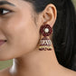 VOJ Marron Beads And Stone Studded Jhumka Earrings - Swadesiicart