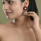 VOJ Marron Beads And Stone Studded Jhumka Earrings - Swadesiicart