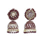 VOJ Marron Beads And Stone Studded Jhumka Earrings - Swadesiicart