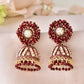 VOJ Marron Beads And Stone Studded Jhumka Earrings - Swadesiicart