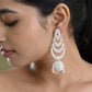 VOJ White Oxidized Mult Layer Chandbali Earrings - Swadesiicart