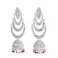 VOJ White Oxidized Mult Layer Chandbali Earrings - Swadesiicart