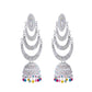 VOJ White Oxidized Mult Layer Chandbali Earrings - Swadesiicart