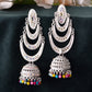 VOJ White Oxidized Mult Layer Chandbali Earrings - Swadesiicart