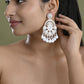 VOJ Elegent White Ethnic Chandbali Earrings With Pearl And Stone Earrings - Swadesiicart