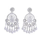 VOJ Elegent White Ethnic Chandbali Earrings With Pearl And Stone Earrings - Swadesiicart