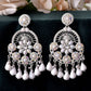 VOJ Elegent White Ethnic Chandbali Earrings With Pearl And Stone Earrings - Swadesiicart