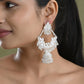 VOJ Stunning White Oxidized Chandbali with Stone And Peral Detailing Earrings - Swadesiicart