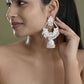 VOJ Stunning White Oxidized Chandbali with Stone And Peral Detailing Earrings - Swadesiicart