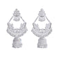 VOJ Stunning White Oxidized Chandbali with Stone And Peral Detailing Earrings - Swadesiicart