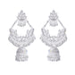 VOJ Stunning White Oxidized Chandbali with Stone And Peral Detailing Earrings - Swadesiicart