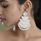 VOJ White Oxidized Multi Layered Stone Studded Earrings - Swadesiicart
