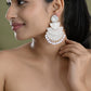 VOJ White Oxidized Multi Layered Stone Studded Earrings - Swadesiicart