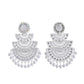 VOJ White Oxidized Multi Layered Stone Studded Earrings - Swadesiicart