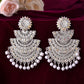 VOJ White Oxidized Multi Layered Stone Studded Earrings - Swadesiicart
