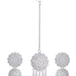 VOJ White Stone Studded Jhumkar Earrings With Maang Tikka - Swadesiicart