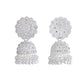 VOJ White Stone Studded Jhumkar Earrings With Maang Tikka - Swadesiicart