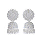 VOJ White Stone Studded Jhumkar Earrings With Maang Tikka - Swadesiicart