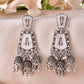 VOJ Silver Plated Moon Stone Studded Elegent Earrings - Swadesiicart
