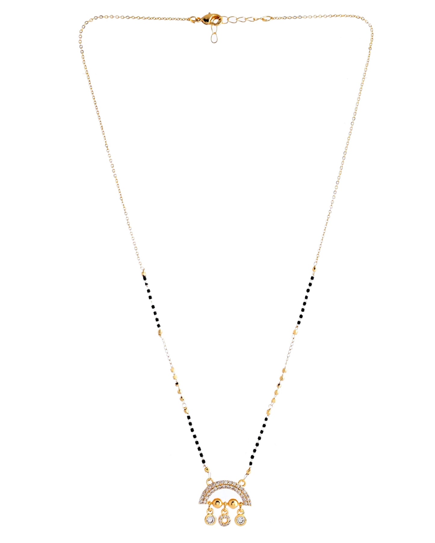 VOJ Gold-Polished AD Studded Half Done Shape Mangalsutra - Swadesiicart
