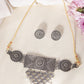 VOJ Silver Plated Oxidized Choker With Earrings Set - Swadesiicart